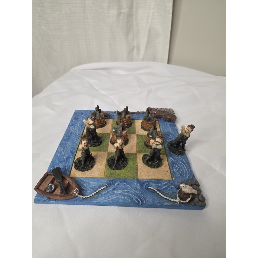 Fisherman Tic Tac Toe Set Shoreline Rowboat Nautical Decor by Cedar Creek Father